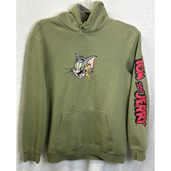 H&M Tom & Jerry Graphic Embroidered Green Hoodie Mens Size Small - Picture 4 of 11